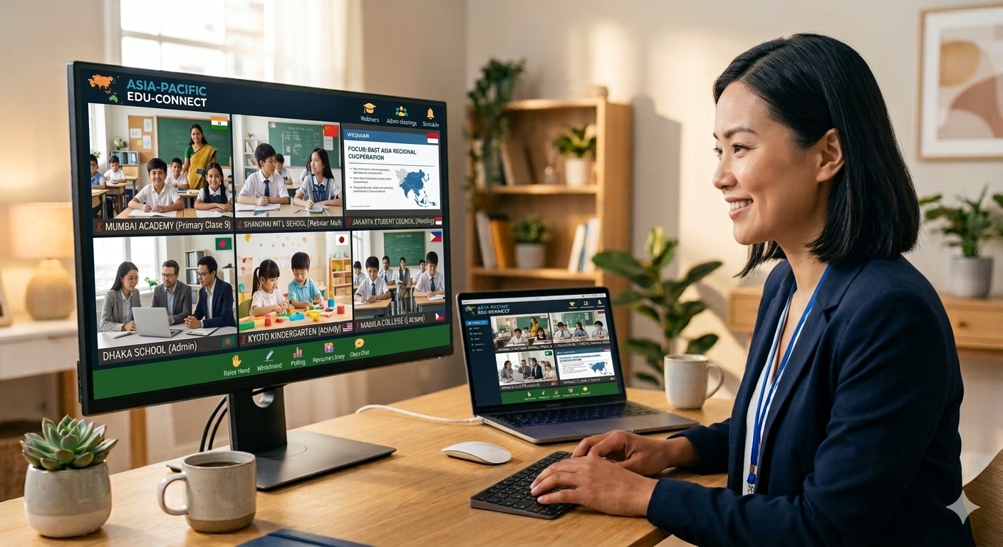 Teacher conducting an online class using Ijlaas