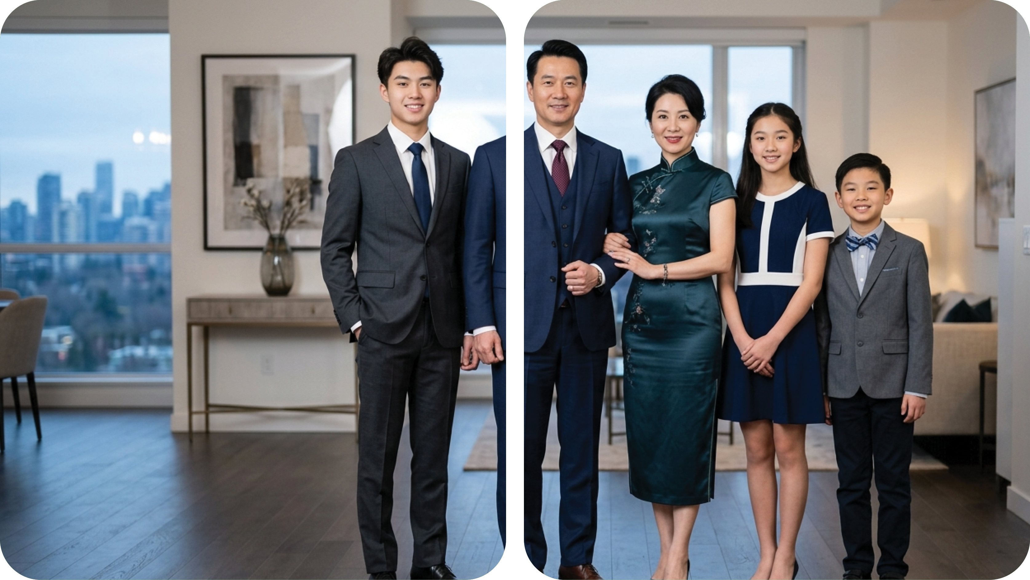 Future leader student and corporate family portrait
