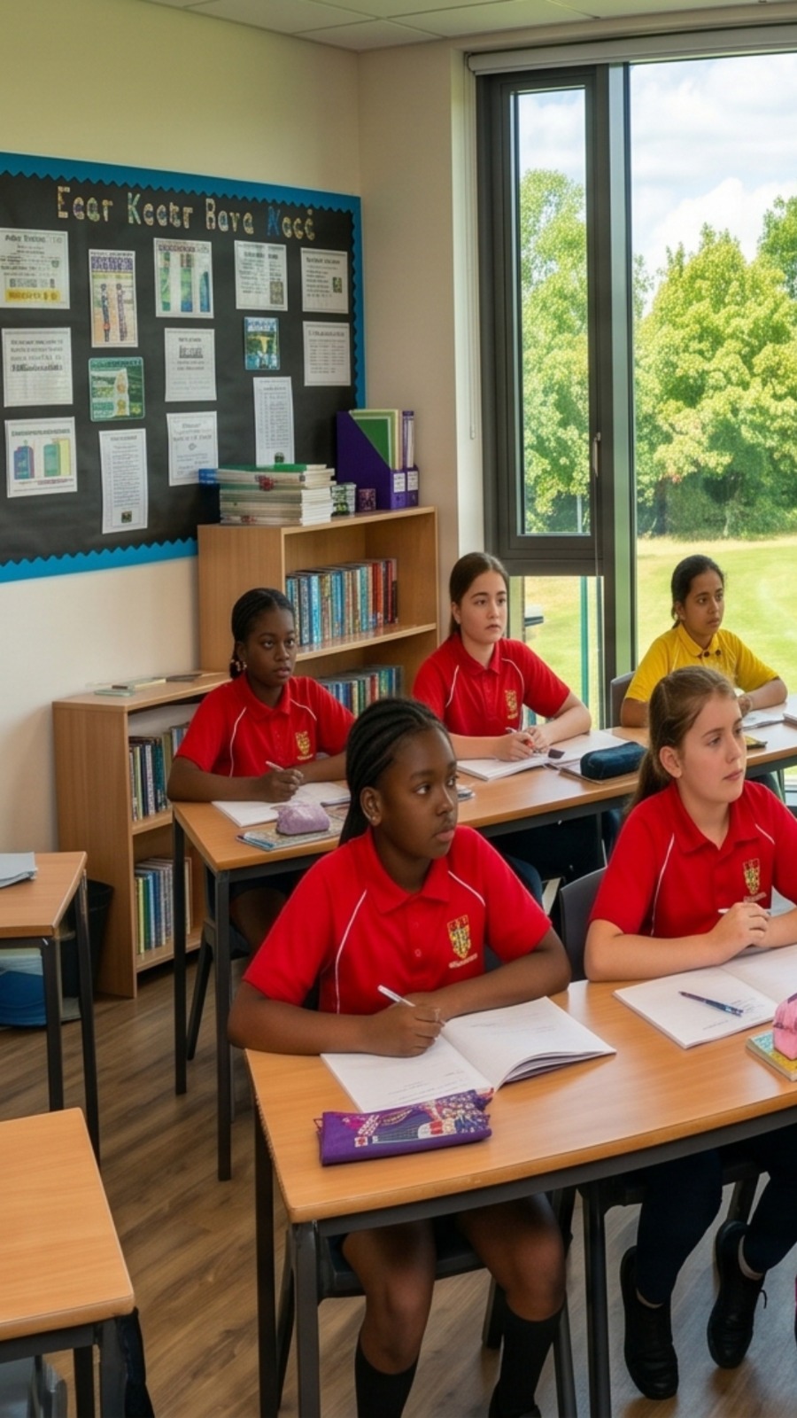 Students collaborating in an international classroom